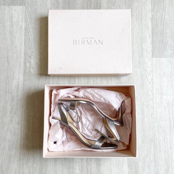 Alexandre Birman Graphite Metal Leather Sandals Size 40.5 US 9 9.5 NEW - Picture 3 of 15